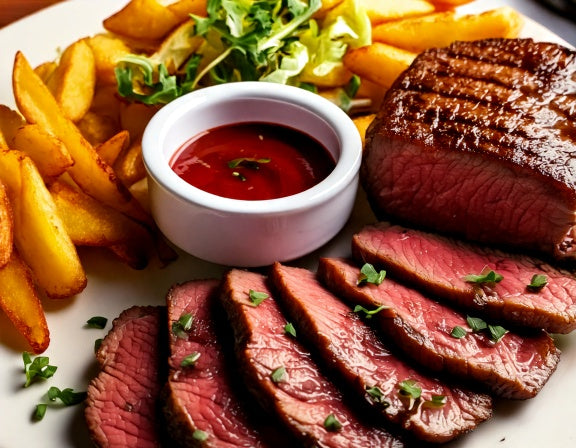 Perfect Sirloin Steak w Peppercorn Sauce & Homemade Fries