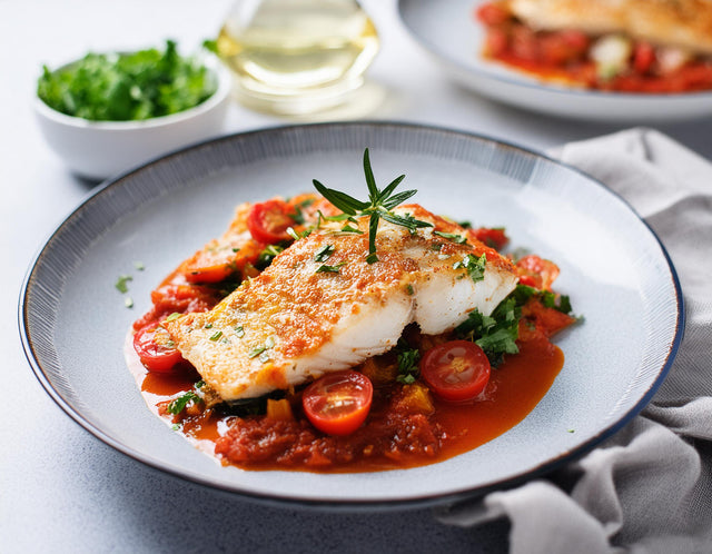 Snapper with Spicy Tomato, Citrus and Herb Sauce