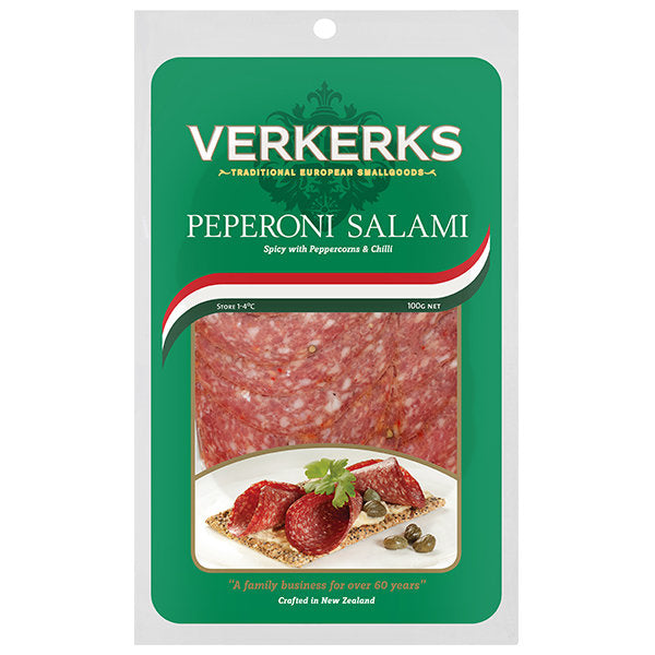 Verkerks Peperoni Salami - 100g- Beautiful selection of fresh cut meat delivered overnight by your favourite online butcher - The Meat Box, We specialise in delivering the best cuts straight to your door across New Zealand. | Meat Delivery | NZ Online Meat