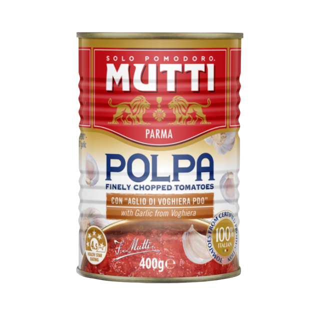 Mutti Polpa With Garlic 400g- Beautiful selection of fresh cut meat delivered overnight by your favourite online butcher - The Meat Box, We specialise in delivering the best cuts straight to your door across New Zealand. | Meat Delivery | NZ Online Meat