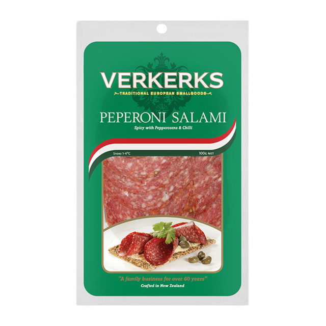 Verkerks Peperoni Salami - 100g- Beautiful selection of fresh cut meat delivered overnight by your favourite online butcher - The Meat Box, We specialise in delivering the best cuts straight to your door across New Zealand. | Meat Delivery | NZ Online Meat