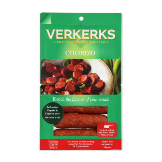 Verkerks Chorizo Sticks - 250g- Beautiful selection of fresh cut meat delivered overnight by your favourite online butcher - The Meat Box, We specialise in delivering the best cuts straight to your door across New Zealand. | Meat Delivery | NZ Online Meat